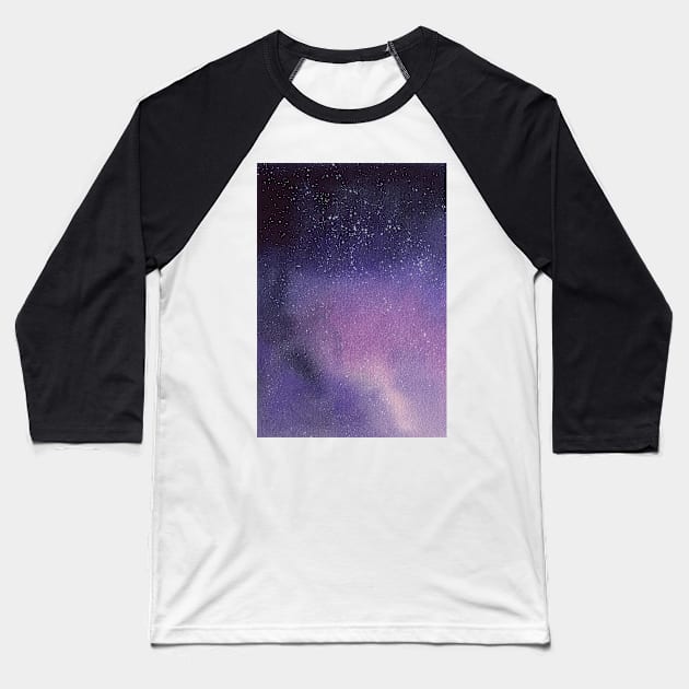 Galaxy in purple and violet Baseball T-Shirt by Sandraartist